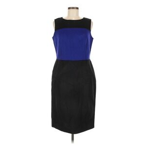 Talbots NWT Black Royal Blue Color Block Sheath Sleeveless Dress sz 14 Wool $229